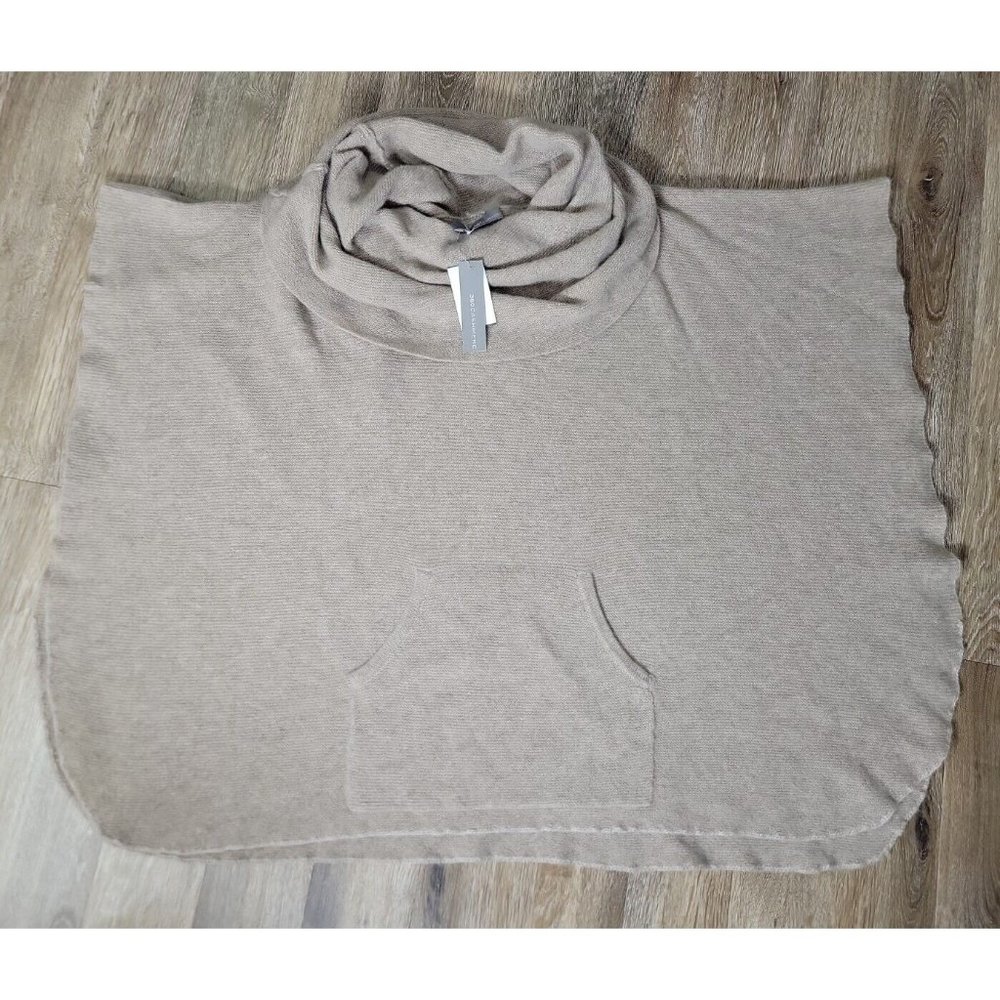 $365 NEW - 360 Cashmere Women's OS Poncho Sweater HT Camel Knit